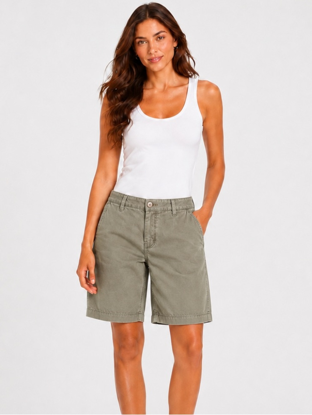 Tommy Hilfiger Women’s Bermuda Shorts Khaki Green Cotton Size 6